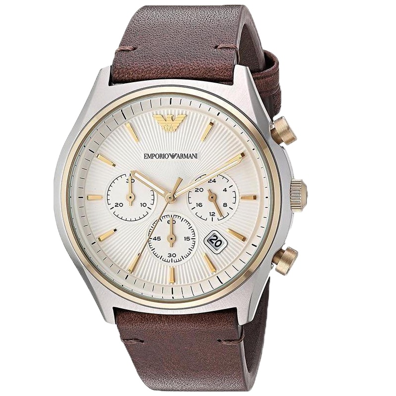 阿玛尼(EMPORIO ARMANI)手表 三眼计时皮带石英表男表AR11033