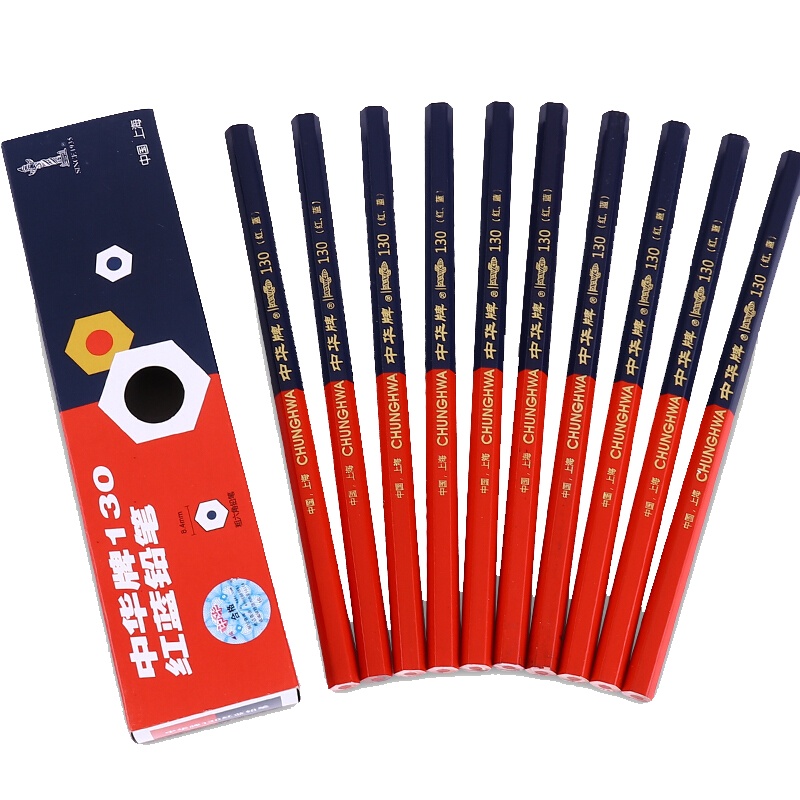 中华 130红蓝 粗六角红蓝铅笔 10支/盒（盒） 1支