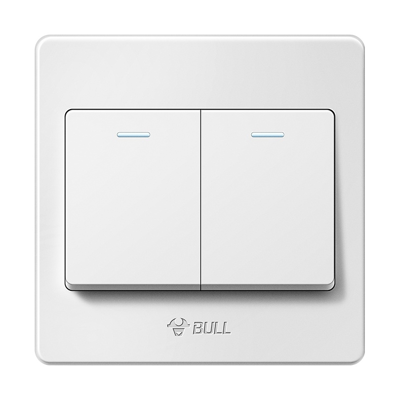公牛(BULL)开关插座二开开关 两开双控双开双控面板86型2开二位墙壁开关G07K212Y(带荧光)