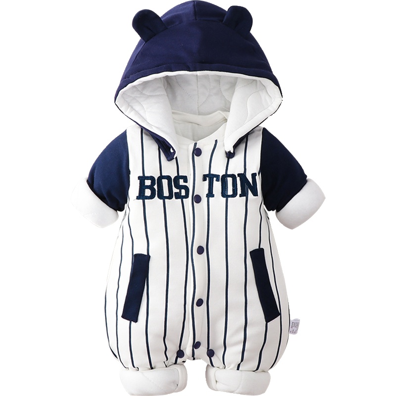 新生婴儿连体衣服智扣秋冬季套装新年加厚棉衣男宝宝外出拜年过年冬装