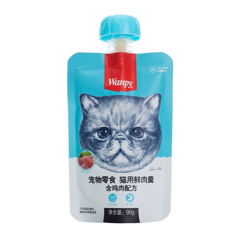 顽皮Wanpy宠物零食猫用鲜肉羹含鸡肉配方90g*12