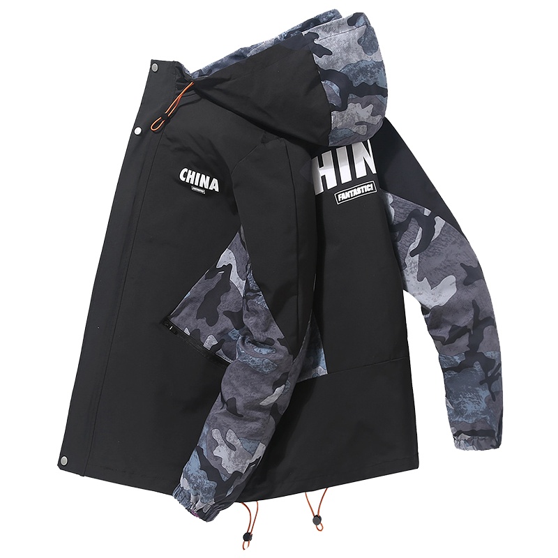 PMMP新款男士外套春秋宽松大码胖子肥佬连帽外套上衣男装韩版男款衣服