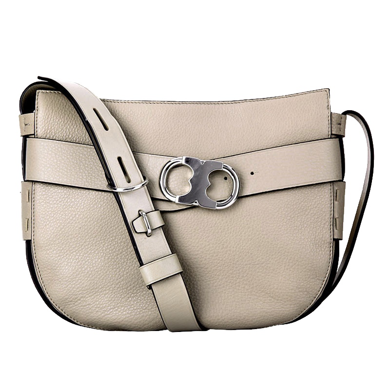 TORY BURCH 托里·伯奇 斜挎包 女款经典灰色皮质单肩斜挎包礼物送女友 33376 036