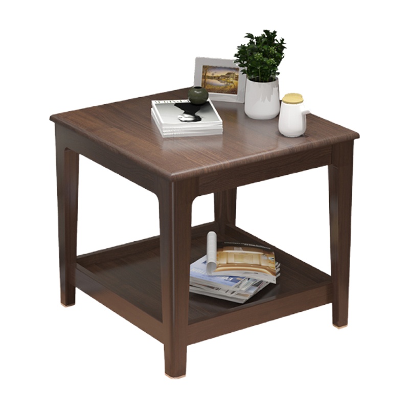 一米色彩 实木休闲双层桌胡桃色