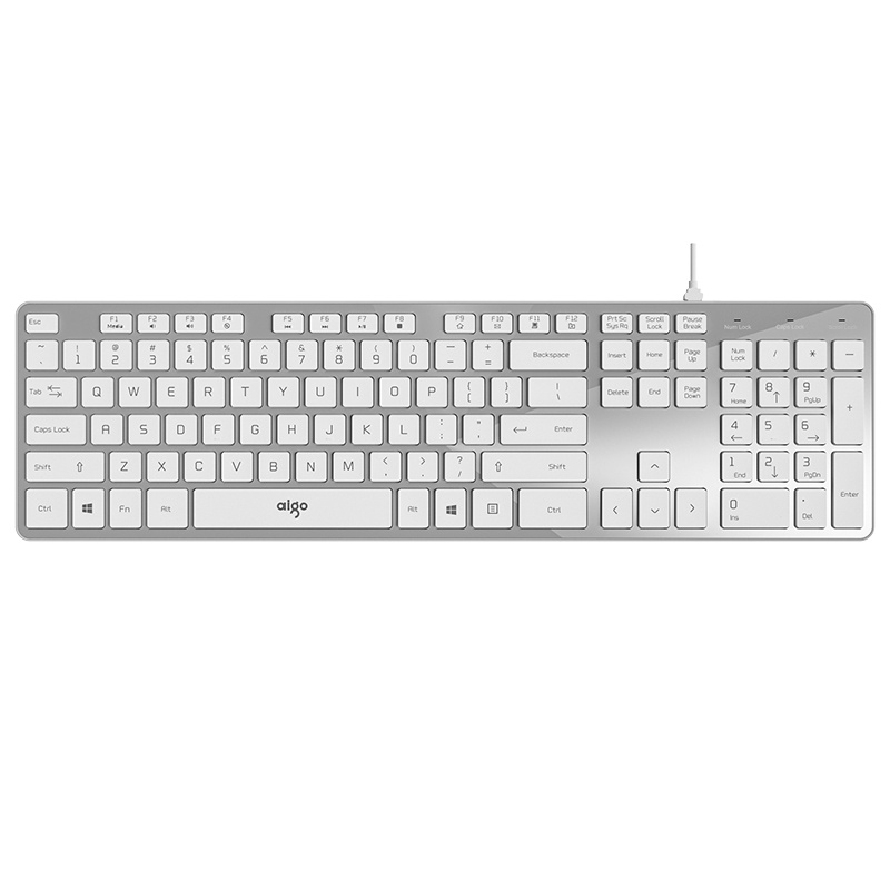 爱国者(AIGO) 炫彩剪刀脚巧克力通用USB有线键盘 安静时尚 实用寿命长 V500 银色