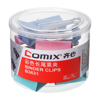 齐心(comix) B3631彩色长尾夹12只/筒 50mm