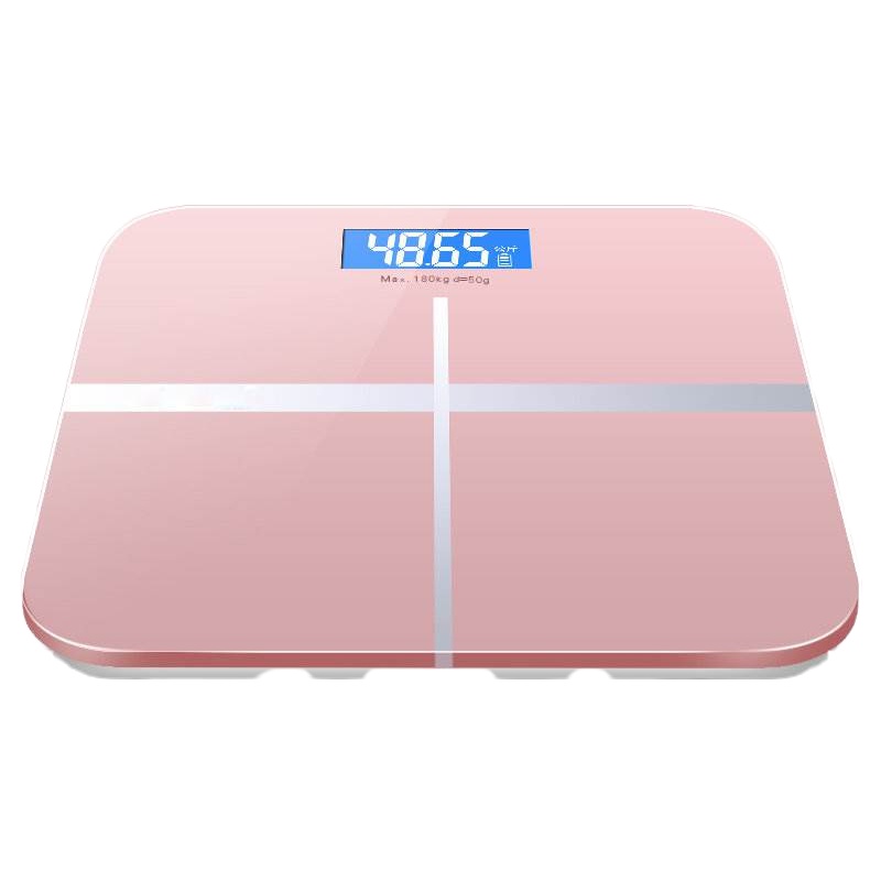 电子称纳丽雅可选USB充电人体电子平板体重家用健康电子秤体重计器 26*26充电款十字玫瑰金