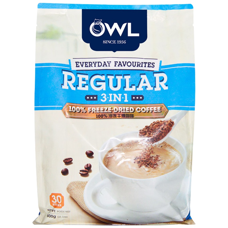 [冷凝速溶咖啡]猫头鹰(OWL )三合一原味冷凝速溶咖啡600g 进口咖啡 速溶咖啡 冲调饮品 马来西亚进口