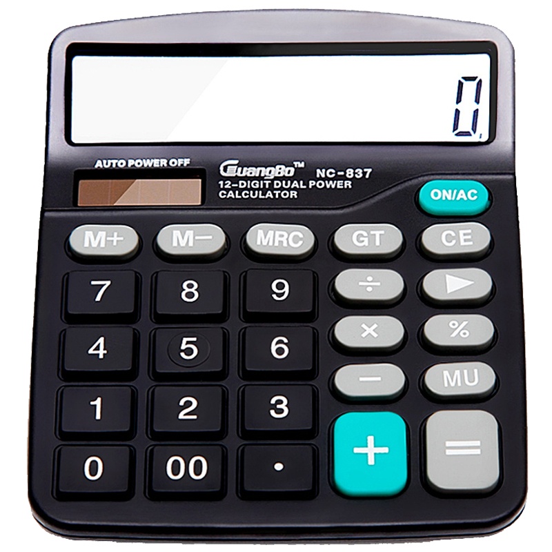 广博(GuangBo) NC-837桌面计算机 12位双电源太阳能计算器电池计算器大屏幕财务办公用品文具
