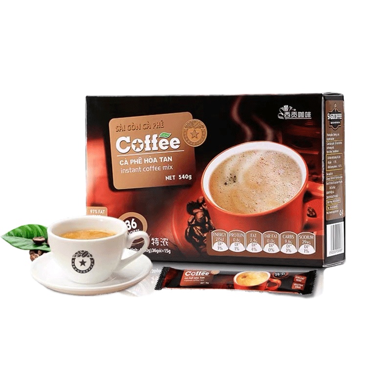 越南进口 西贡咖啡 特浓味大盒装540g(36杯) Sagocoffee三合一速溶咖啡粉