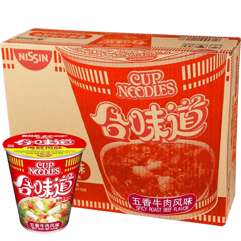 日清 合味道五香牛肉风味杯面整箱装 速食方便面泡面