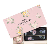 COACH 蔻驰 奢侈品 欧美时尚女士黑色印花织物洗漱包化妆包手包 女