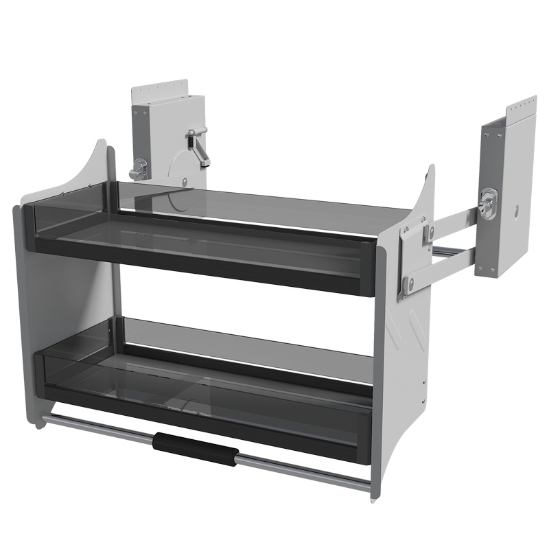 卡贝厨房橱柜上下升降拉篮304不锈钢吊柜伸缩调味拉篮收纳下拉篮