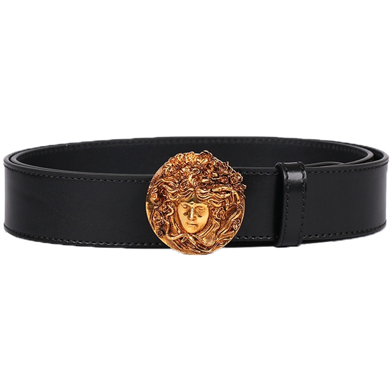 VERSACE 范思哲 男士皮革金色美杜莎头像板扣皮带腰带 DCU7570 DBTV3