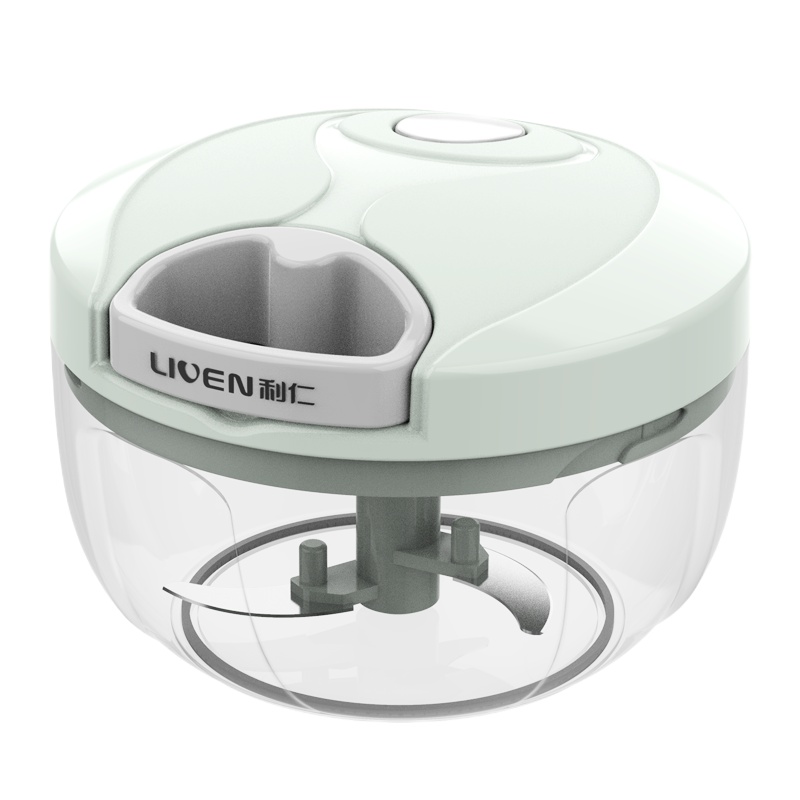 利仁家用拉蒜器407多功能切菜器手拉式捣蒜器蒜泥辣椒沫搅碎机绞肉机饺子馅蔬菜料理机辅食机小号-400ml 三刀头