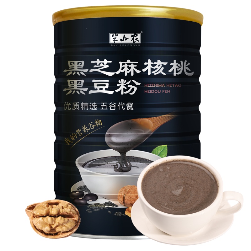 半山农 黑芝麻核桃黑豆粉 黑米桑葚五谷杂粮代餐粉 五谷养生营养品早餐冲饮谷物 600克