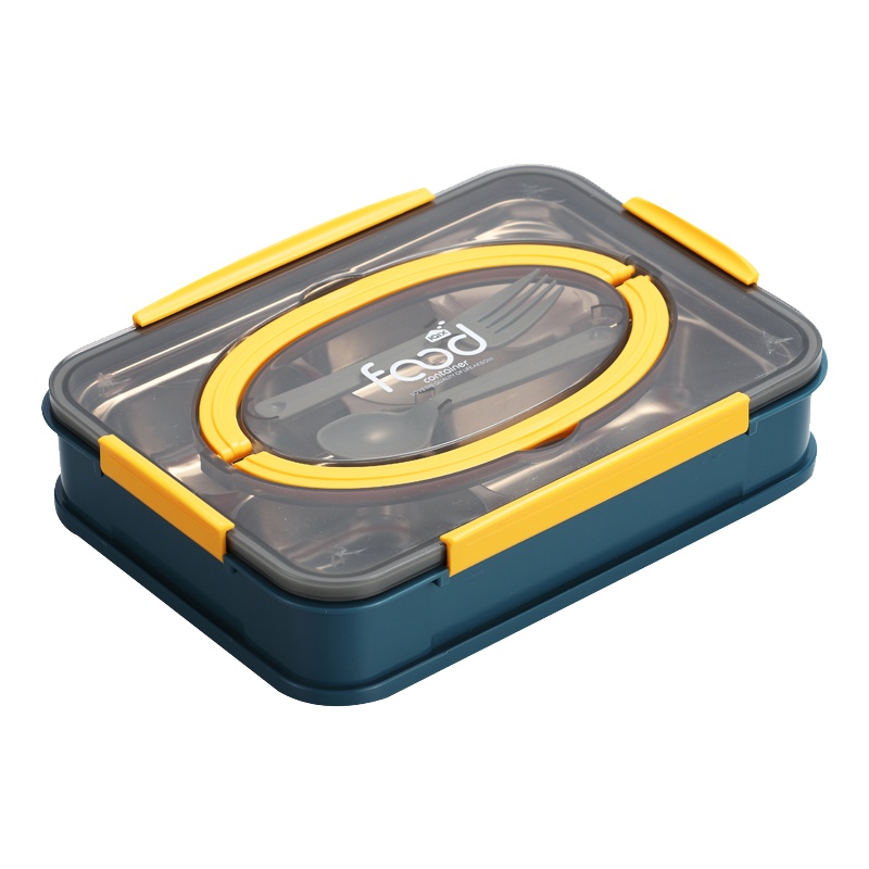 阳光飞歌 304不锈钢饭盒带餐具餐盒 学生成人分格便携手提多功能便当盒