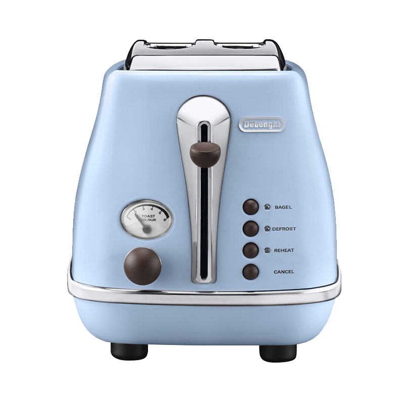 德龙(DeLonghi) CTOV2103家用吐司机 烘烤 加热 解冻 取消按键 2片式多士炉 早餐机 淡蓝色