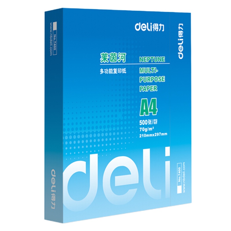 得力（deli） 7401A4 莱茵河复印纸 70g 500张/包 5包/箱