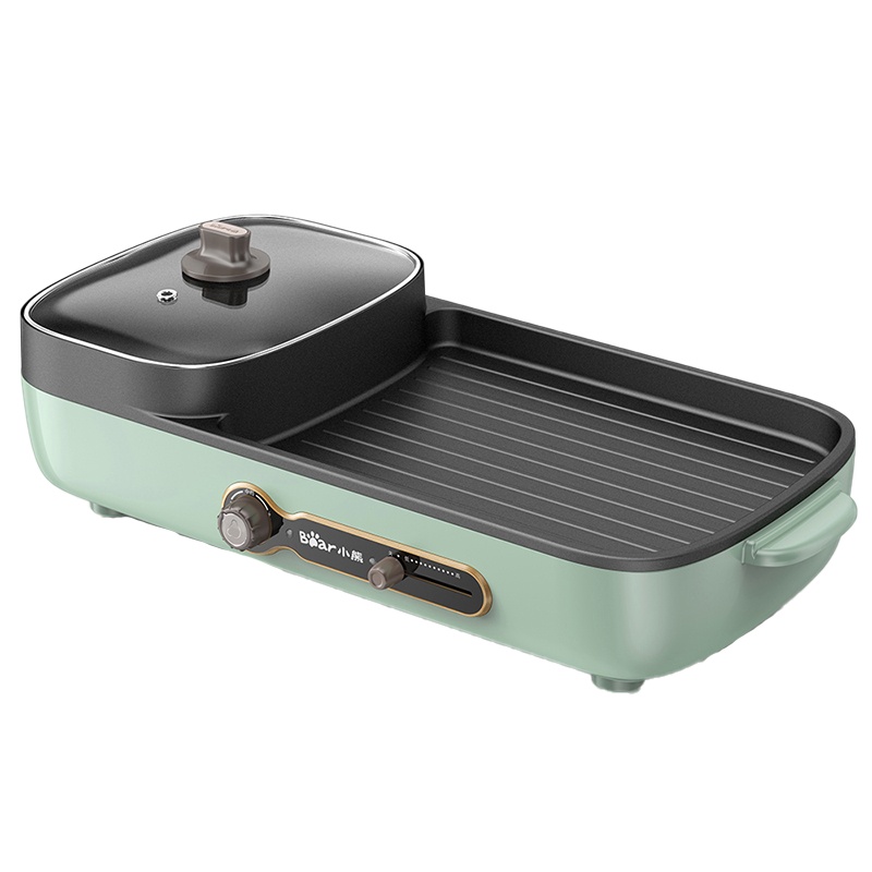 小熊(Bear)电烤炉 电烤烧炉 烤肉盘烤串电烤盘 多功能电火锅 家用无烟烤肉机烤涮一体锅烧烤机 DKL-C15G1