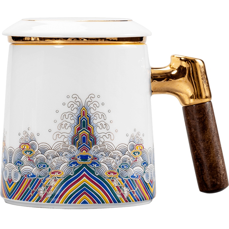 領藝 皇家御品茶水分离泡茶杯办公室水杯故宫珐琅彩陶瓷马克杯礼品