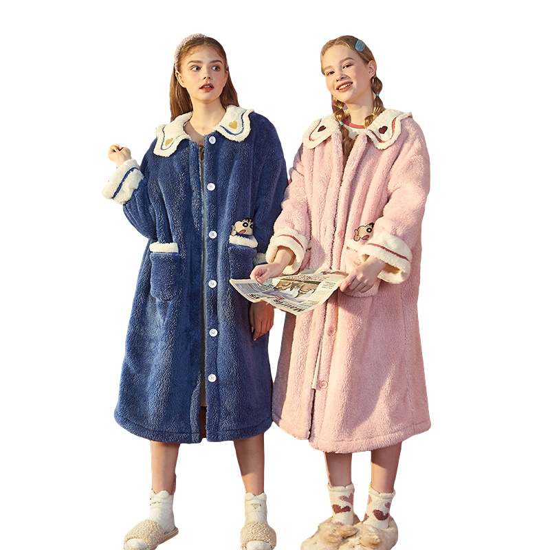 [直降价146元]蜡笔小新联名唐狮睡衣女秋冬新款睡袍长款加厚家居服