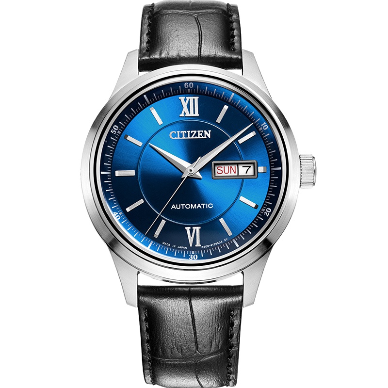 西铁城(CITIZEN) 手表自动机械经典复古蓝盘皮带情侣男表NY4050-03LB
