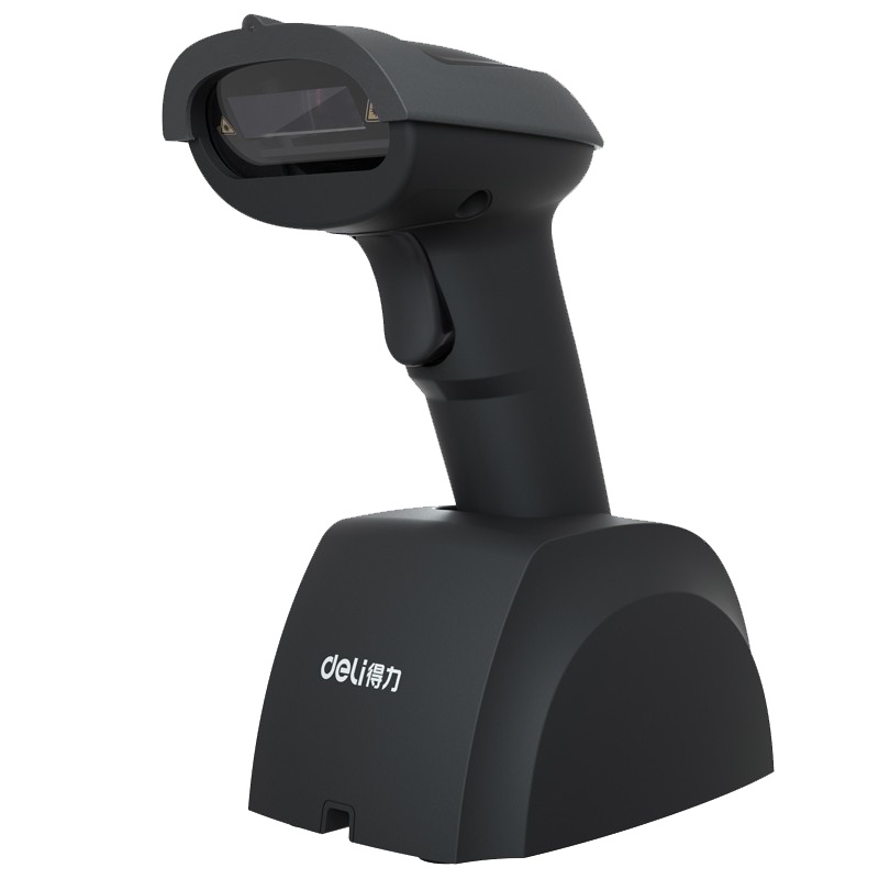 得力deli14951W条码扫描枪一维码扫码枪扫描器超市/商场商品扫描带底座充电式一维激光扫描枪