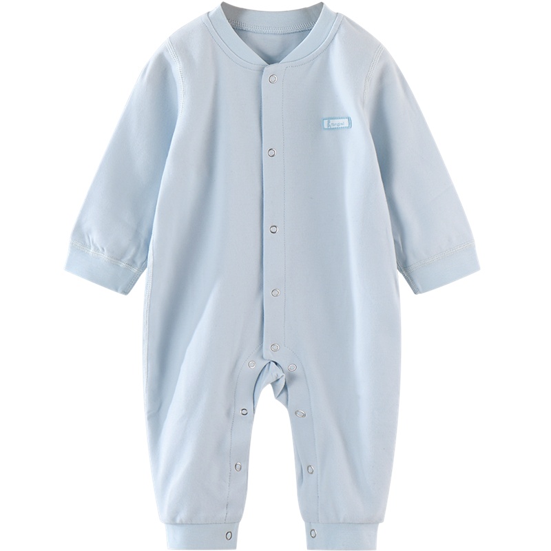 童泰四季新款婴儿衣服5-18月对开系扣连体衣男女宝宝闭裆连体衣