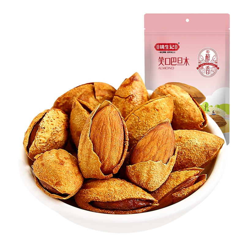 [姚生记]笑口巴旦木120g 手剥薄壳 饱满果肉扁桃仁 坚果干果零食品 烘干坚果健康孕妇儿童小零食