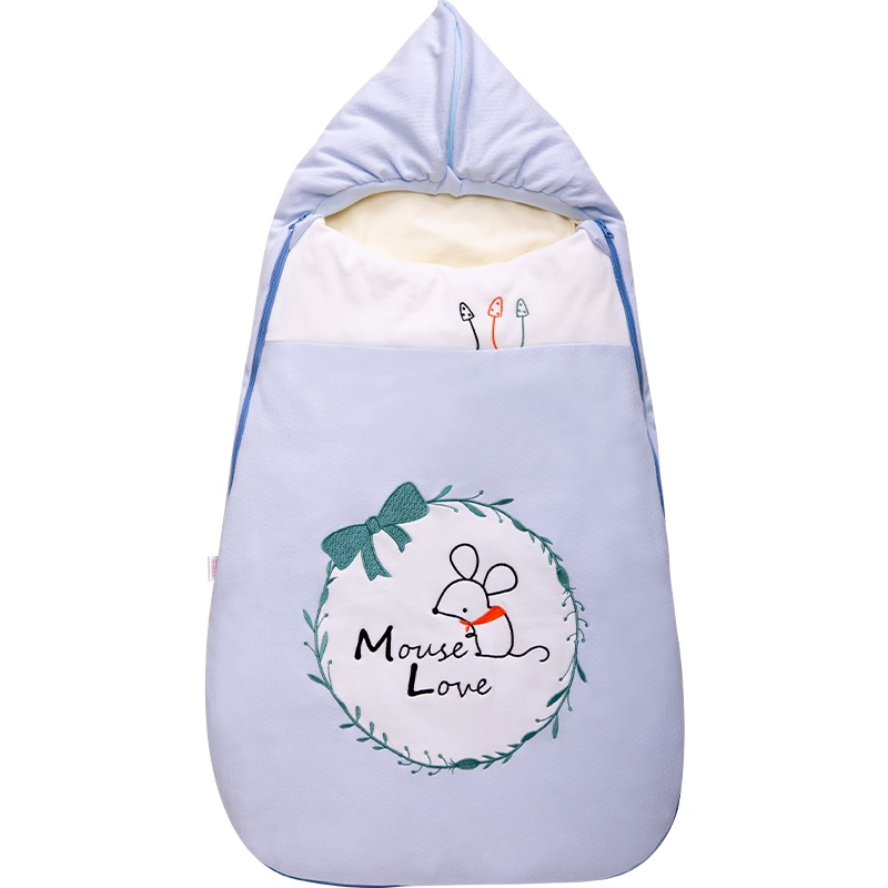 龙之涵(LONGZHIHAN)婴儿抱被春2020新款抱被宝宝外出纯棉针织提花被宝宝睡袋两用