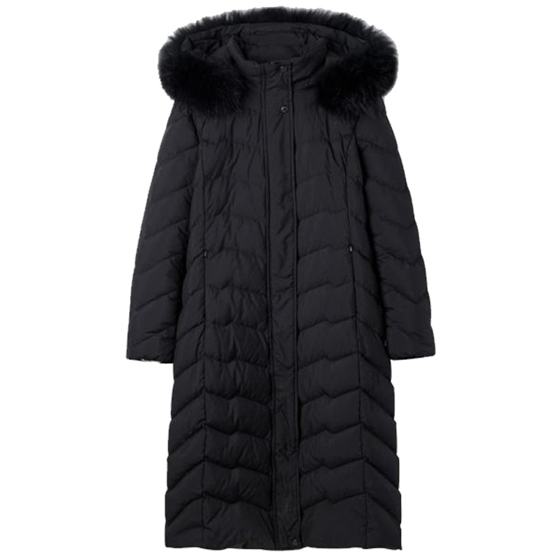 拉夏贝尔东大羽绒服女2019冬季宽松毛领棉服面包服中长外套10017729