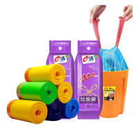 e洁自动收口垃圾袋50*55cm8卷共120只 免撕手提式家用垃圾袋(颜色随机) 买就送保鲜袋100只(1个id限1份)