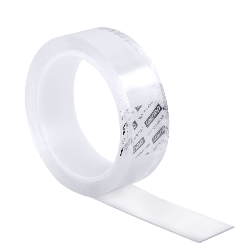 得力(deli)30mm*3m纳米强力无痕魔力胶带 WSRY 双面固定爬墙贴随手贴 透明家用车用无痕双面胶 33601
