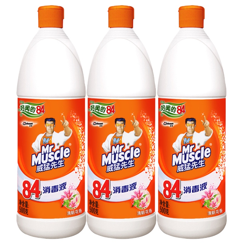 威猛先生 84消毒液清新花香3瓶/包/500g