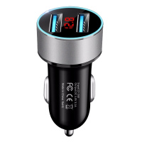 车载充电器5.4A大电流双USB车充一拖二QC3.0数显快充苹果华为小米汽车手机充电器点烟器插头传枫