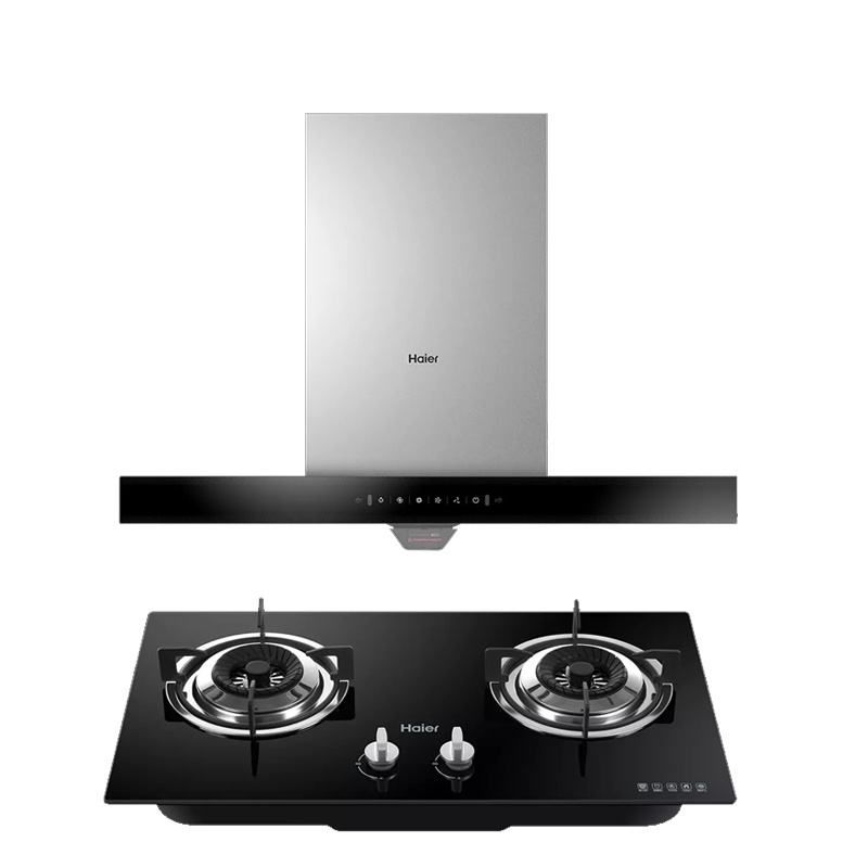 海尔(Haier)抽油烟机欧式爆炒21m³挥手智控自旋洗抽烟机4.5KW大火力天然气燃气灶具ET912+Q2BE52天