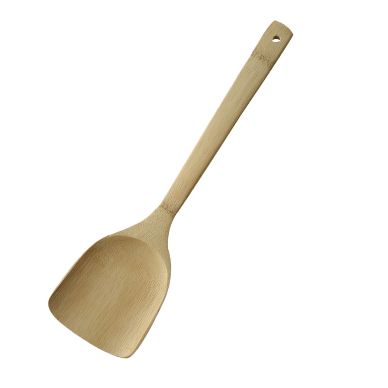竹铲子烘焙精灵不粘锅无漆竹锅铲长柄竹木厨具套装竹子锅铲家用炒菜铲 竹锅铲(有弯度)送竹平斜铲