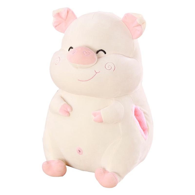 鸱吻福猪抱枕猪猪抱枕毛绒玩具男孩女孩玩具生肖生日礼物1*1.7m,45cm 白色 毛毯款