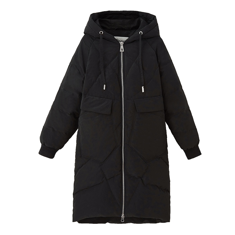 冰洁2018秋冬新款中长款羽绒服女休闲拉链保暖时尚连帽外套女J80143030