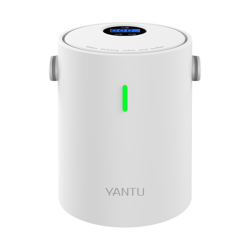 沿途(YANTU)车载充气泵 无线 数显自动冲停 汽车轮胎用 小巧迷你 便携式电动打气泵 A05无线白色