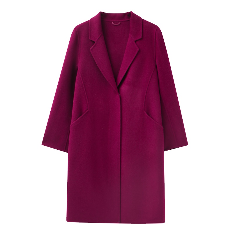 恒源祥女士毛呢大衣秋冬款双面呢中长款妈妈装冬装羊毛大衣大码显瘦