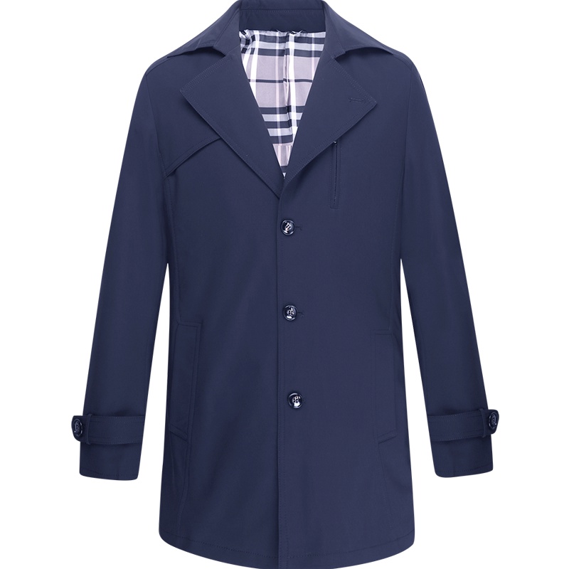 红豆男装 男士风衣 商务休闲纯色修身风衣外套男