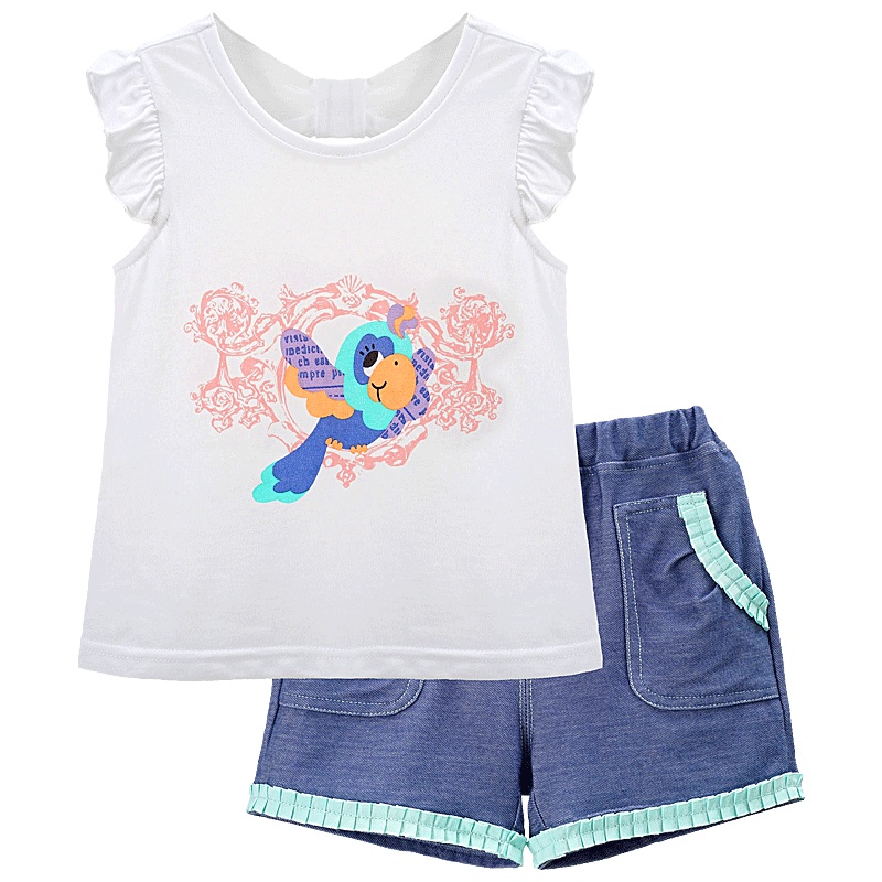 女童翼袖T恤短袖套装