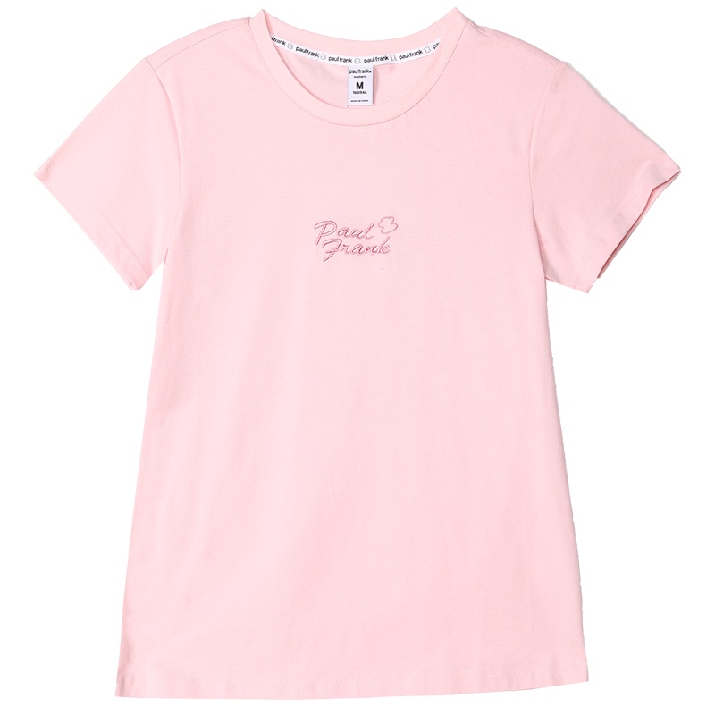 PaulFrank/大嘴猴 夏季T恤女潮流百搭宽松少女风粉色上衣