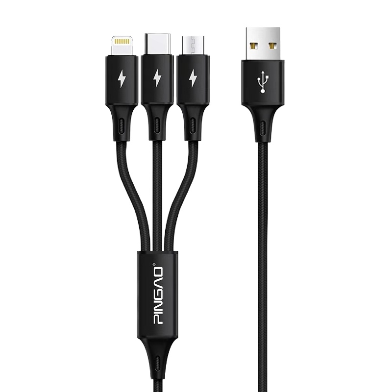 品高PGX-SHE02手机数据线一拖三三种插头