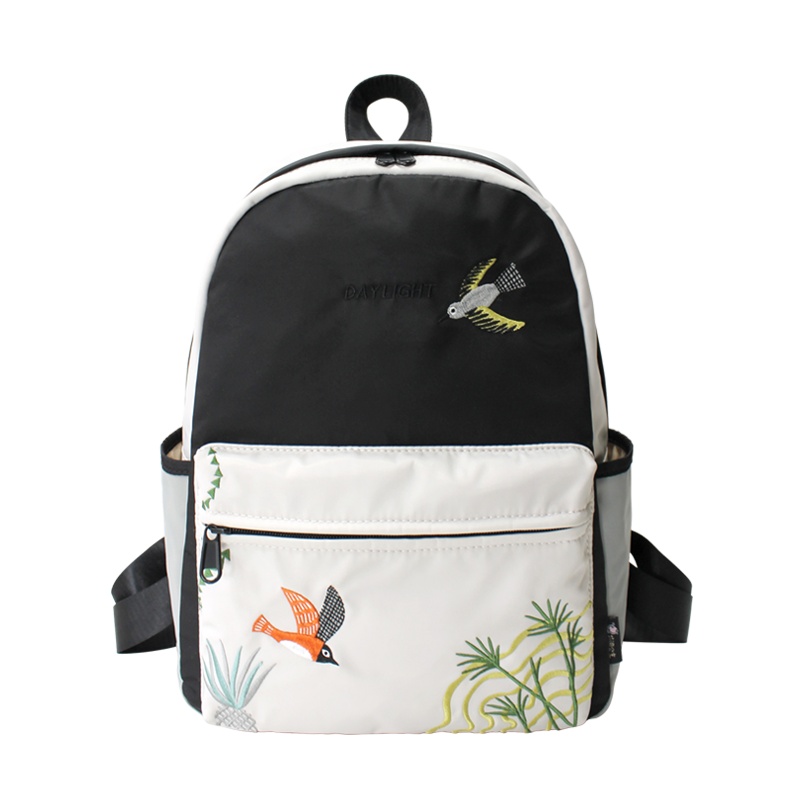 花间公主日光2021春季新款尼龙帆布休闲轻便撞色女书包ins电脑包双肩背包