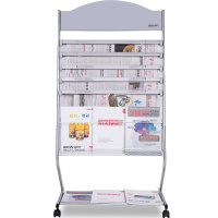 [精选]得力(deli)9305报刊架标准多用型书报杂志架资料展示宣传架办公室信息收纳宣传栏银色 银色