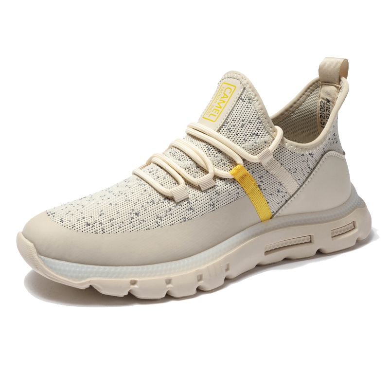 骆驼男鞋2020春季新款休闲鞋男透气飞织户外跑步鞋子男潮鞋运动鞋