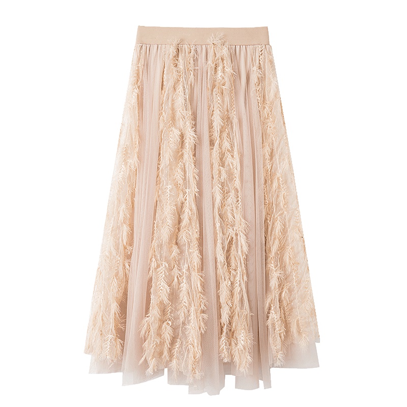 No1dara女装韩版网纱半身裙女2019新款气质淑女半身裙学生长裙女